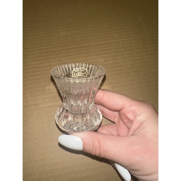 Other - Vintage Clear Crystal Toothpick Holder Pressed‎ Ovals & Grooves West Germany